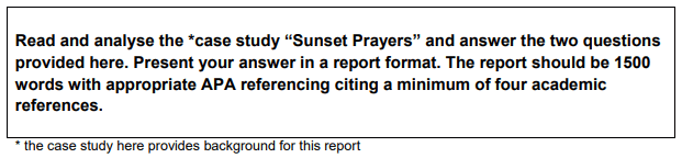 BUMGT1501 Management Principles Sunset Prayers Case Study Solutions 1