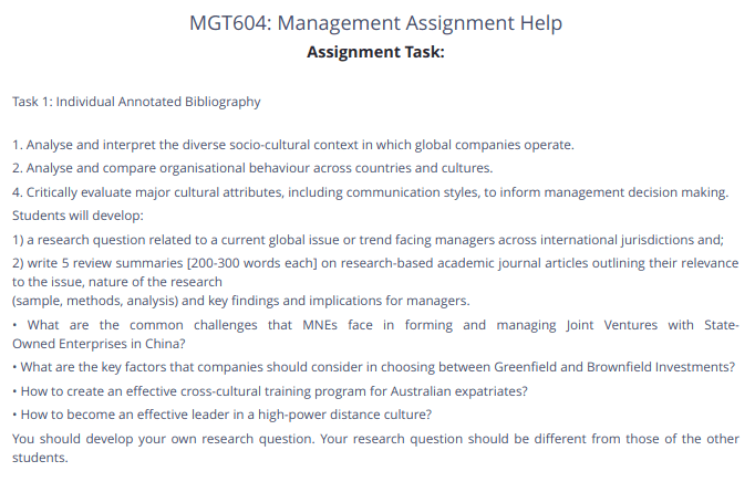 MGT604 Organizational Behavior Management Assignment Answer 