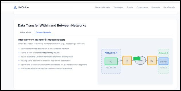 Figure 7: Data Transfer within a LAN and between Networks